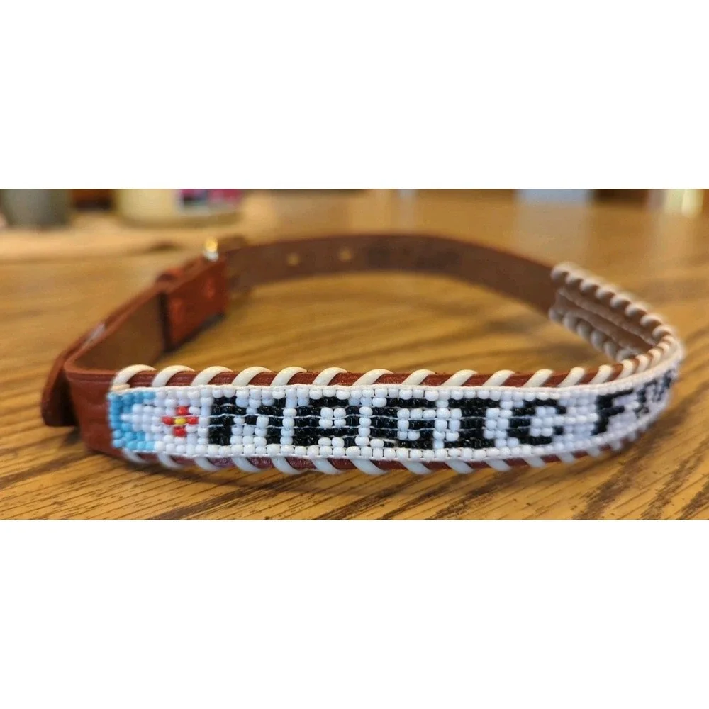 NOS Magic Forest Lake George NY Novelty Beaded Leather Belt Kids Youth Adult 20